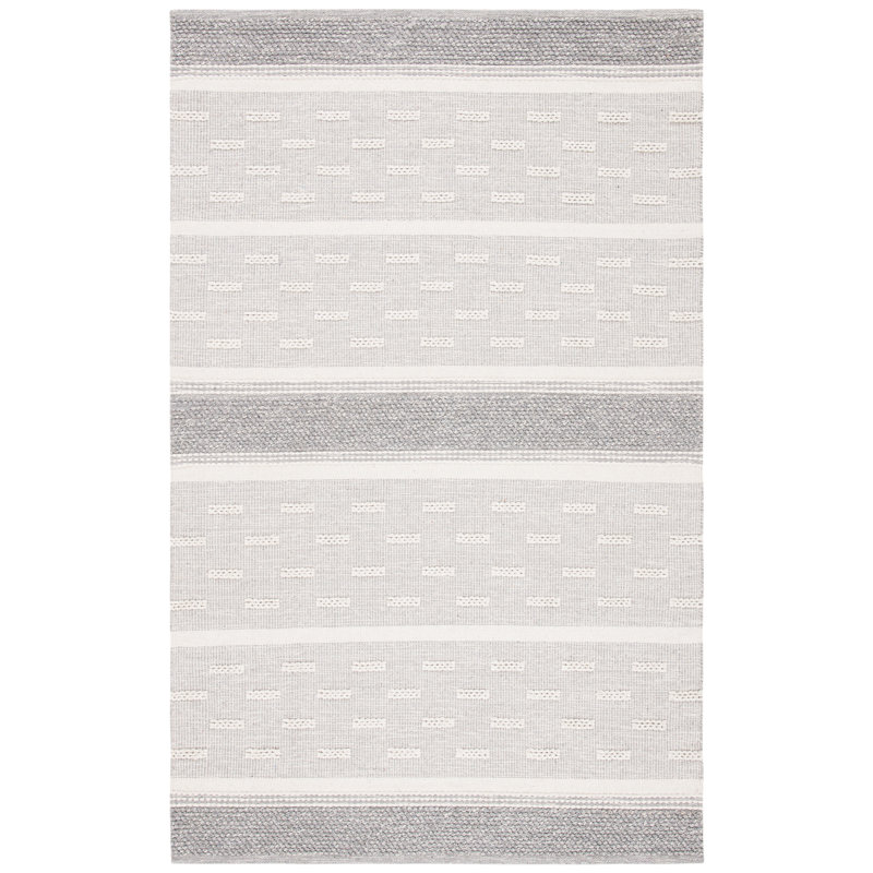 Tapis gris en coton tissé à la main Hartwig, Rectangle 6 pi x 9 pi