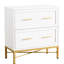 2 classeurs de bureau au design blanc épuré avec bordure dorée brillante, tiroirs extensibles pour un accès en profondeur, emplacement pour imprimante supérieure de 31,4 po x P 15,7 po, caractéristiques intégrées, configuration à deux tiroirs avec cadre en acier,-1524338779