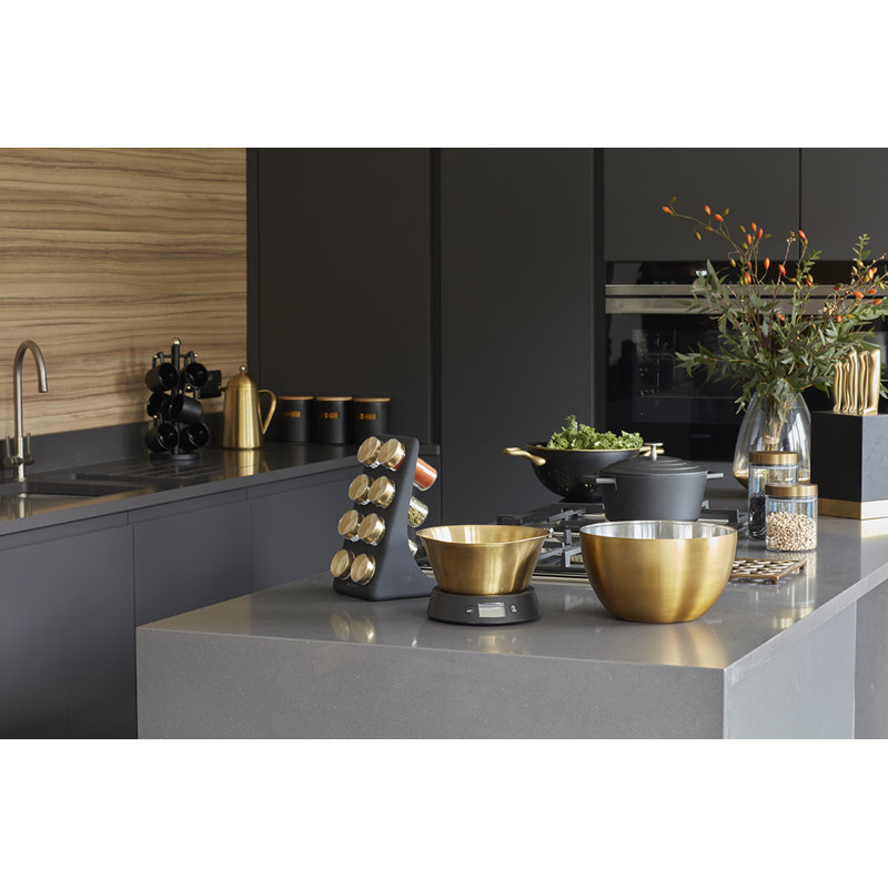 MasterClass Stainless Steel Brass Finish Mixing Bowl, 24 cm