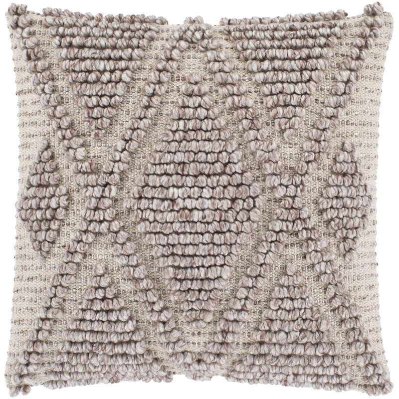 Anders 20" Square Light Gray and Cream Cotton Pillow