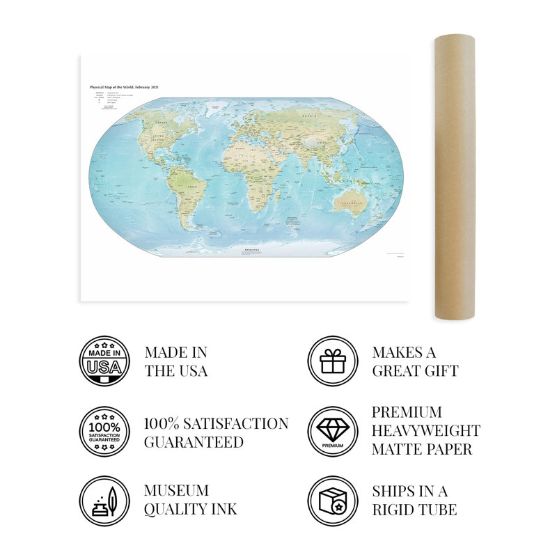 Affiche carte du monde 2021, H 18 po x l 24 po