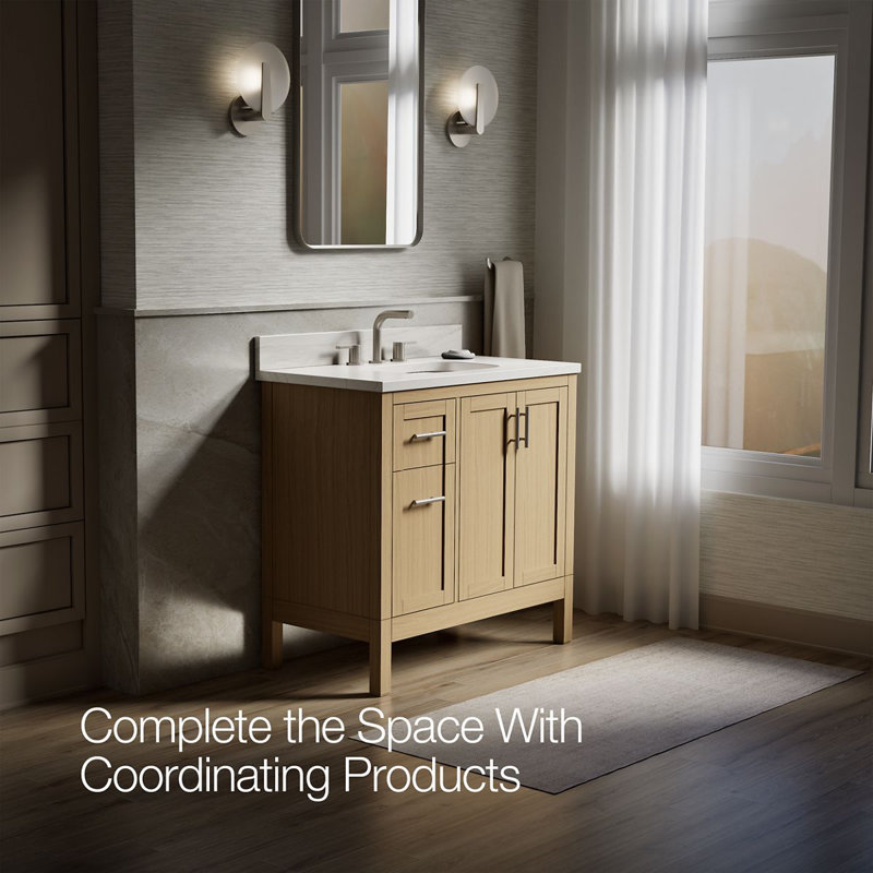 37" Single Bathroom Vanity Set, White, Light Oak