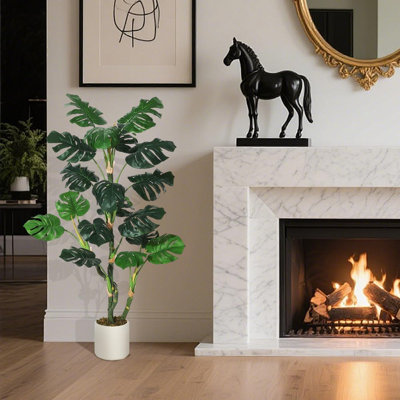 Artificial Monstera Deliciosa Plant - Large Fake Cheese Plant with Realistic Leaves & Sturdy Ceramic Pot - Indoor Tropical Decor for Living Room, Office, Bedroom