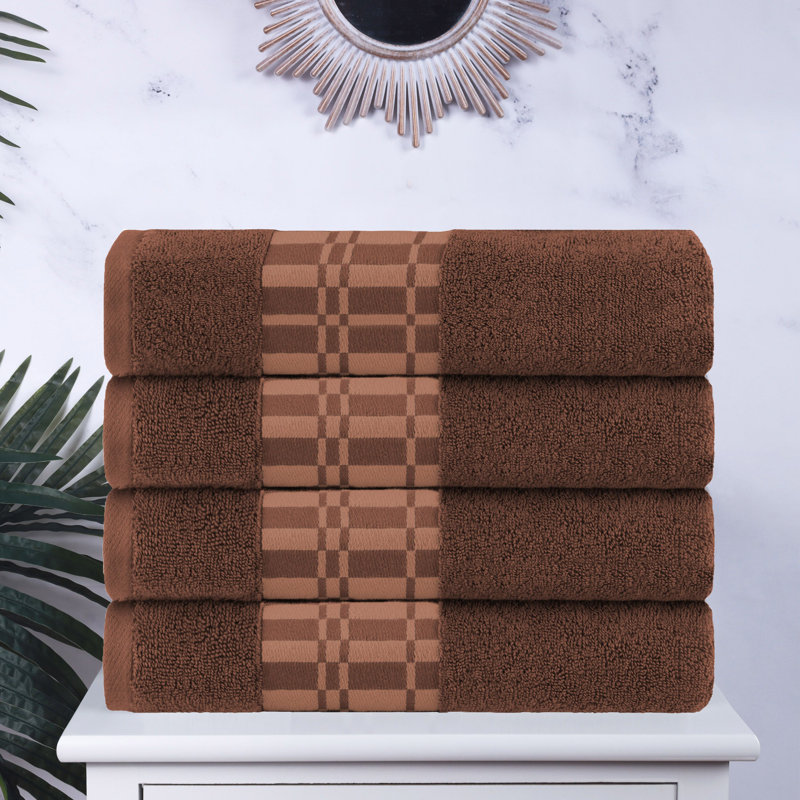 Ensemble de 4 serviettes de bain Mikira Larissa, Chocolat