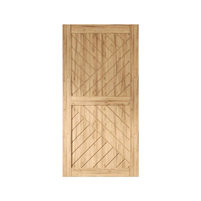 Homacer 26 in. x 80 in. Geometric Design 001 Unassembled & Unfinished Pine Wood Barn Door (Interior Use Only)