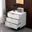 Aizley White Gloss Ribbed Chest of Drawers with Gold Legs & Handles – 3 Drawer Fluted Dresser (71cm Wide)-438564780