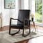 Chaise berçante en cuir synthétique brun foncé et finition espresso