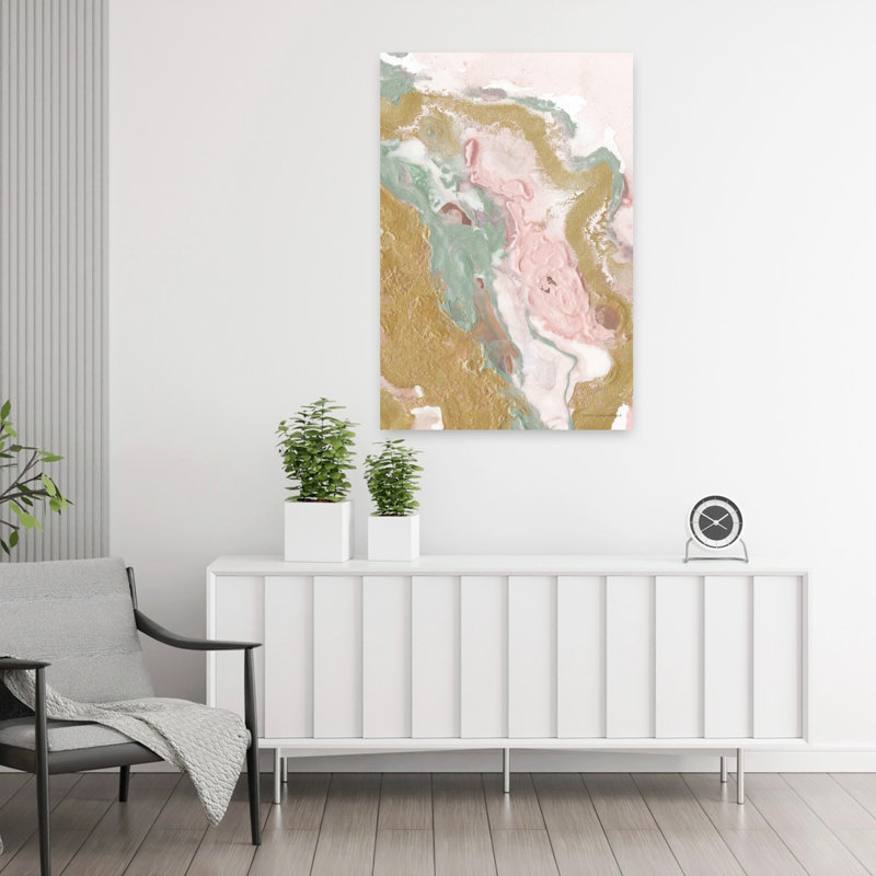 Art contemporain abstrait doux délavé, H 36 po x l 24 po