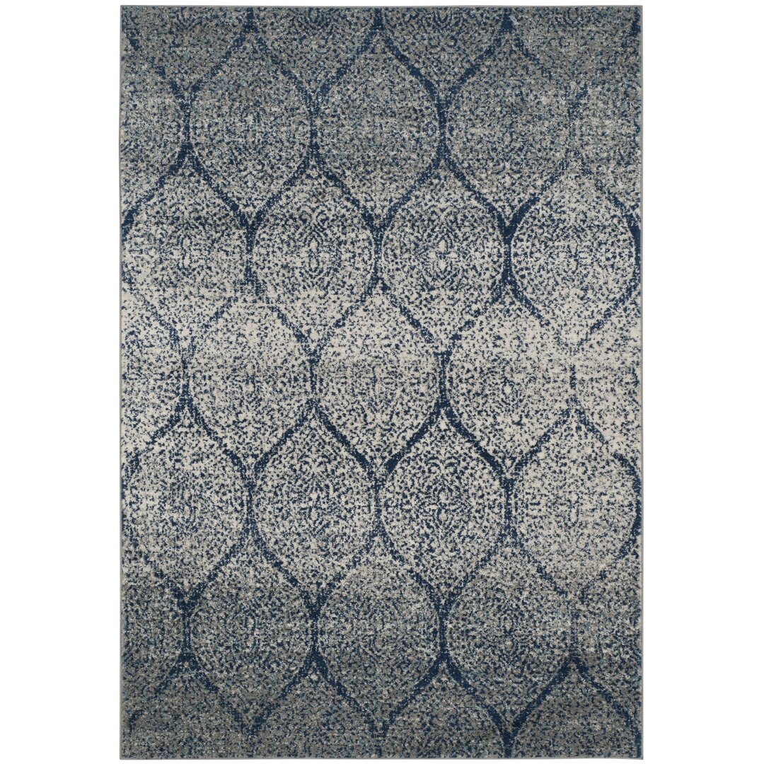 Teppich Aubrielle in Marineblau/Grau