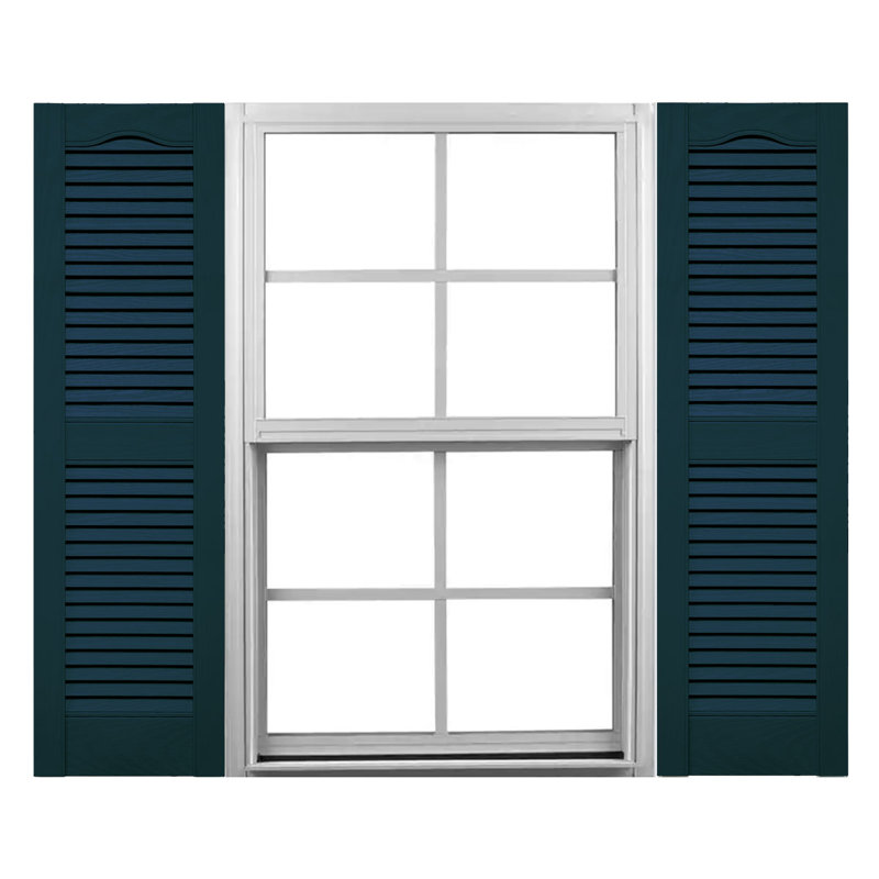 Mid-America Vinyl, TailorMade Cathedral Top Centre Mullion, Open Louvre Shutters, Midnight Blue, 69"