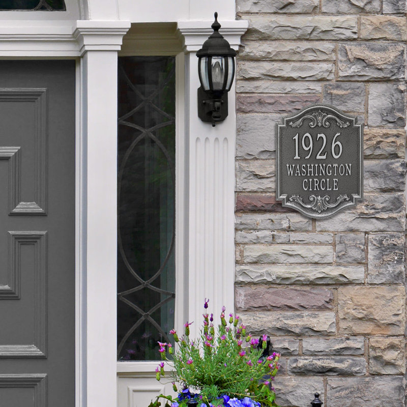 Signature Series 3-Line Wall Address Plaque, Gray, Smoke Gray, Yes