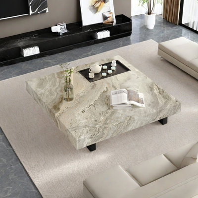 Square marble floating coffee table