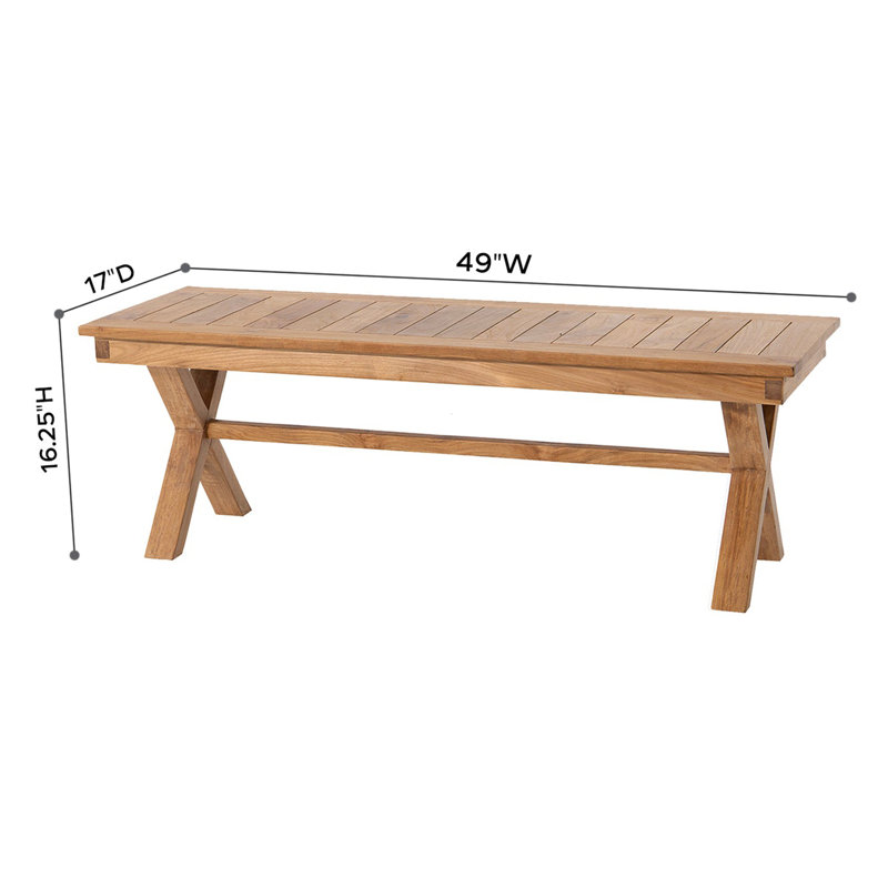 Burra Outdoor Teak Bench, Granite