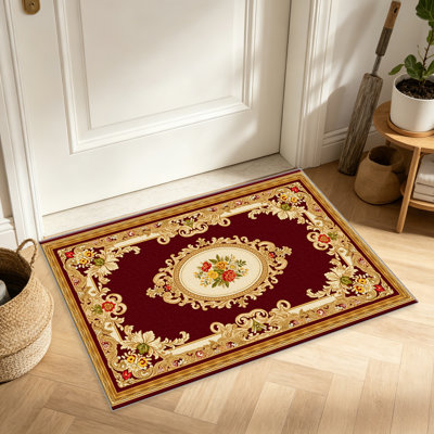 Burgundy Rose Oval area rugs for Living Room, Soft and Comfortable, Suitable for all seasons, easy to maintain, machine washable Indoor floor mat, Under Table Farmhouse suitable for Bedroom, Dining Room, Study, Patio, Balcony, Home Decor