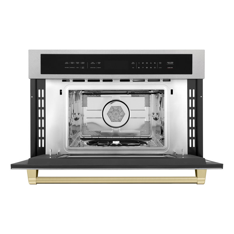 ZLINE Autograph 30 in. Convection Microwave Oven in Satin Steel, Champagne Bronze