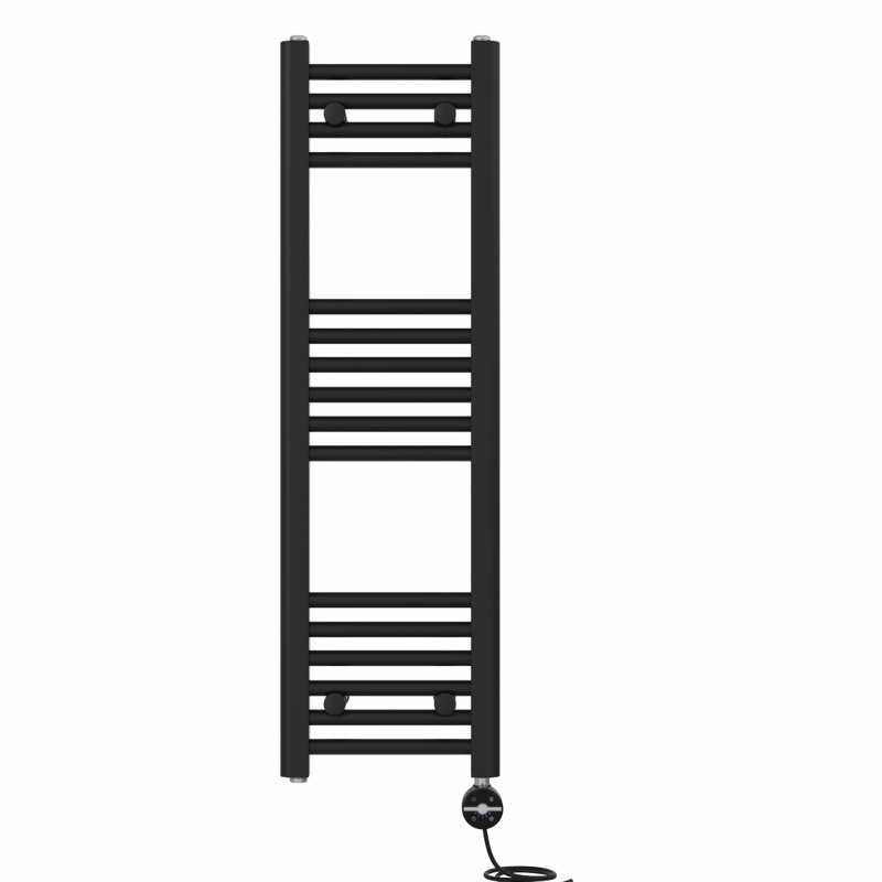 Devonshire Straight Towel Rail Heated Towel Rails, Black, 100cm H x 30cm W x 3cm D