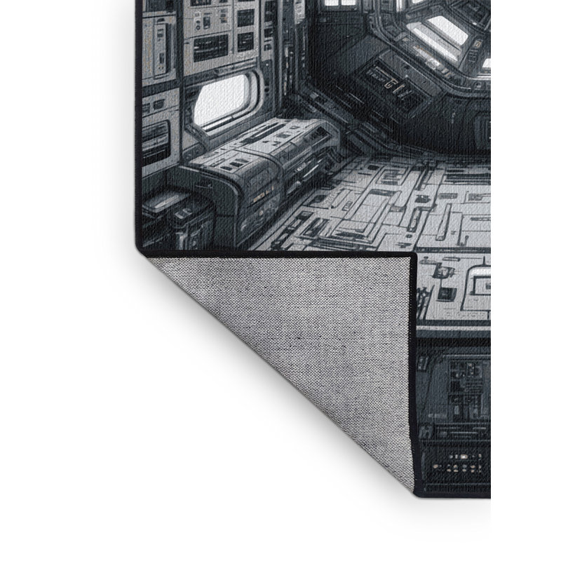 Machine Washable Space Black Area Rug, Carré 3 pi
