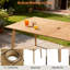 Table de jardin rectangulaire en aluminium et teck pour 8 personnes avec trou pour parasol-1436095679