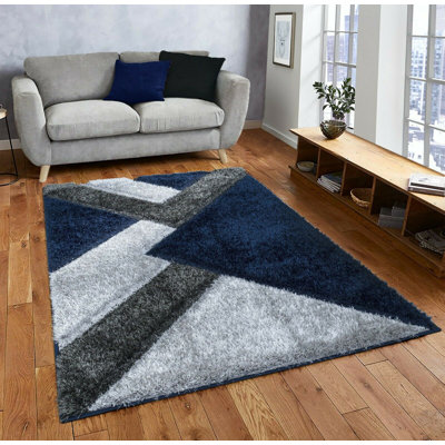 Hunley Geometric Hand Woven Shag Area Rug