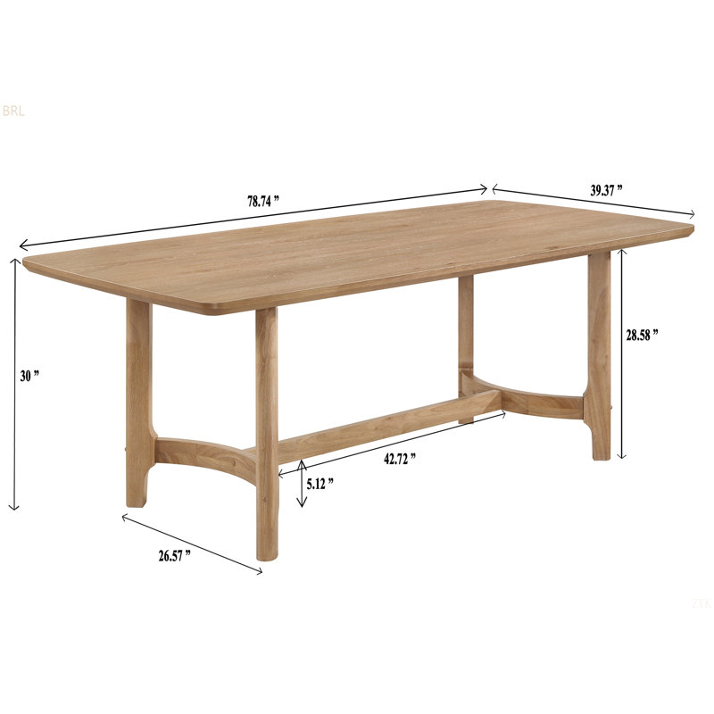Ensemble de chaises de salle à manger rectangulaire en bois brun clair, 5 pièces: table, 4 chaises
