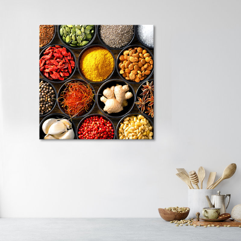 Spices For The Kitchen - No Frame Print on Canvas, 60cm H x 60cm W