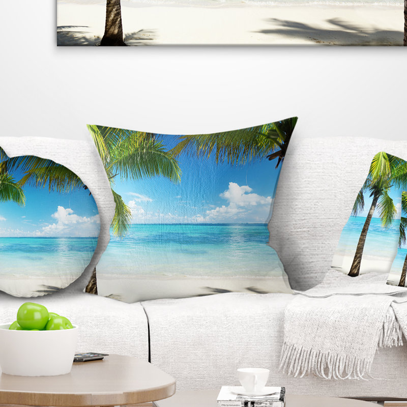 Photographie de paysage, palmiers et oreiller de mer, 16 po x 1 po, Coussin décoratif