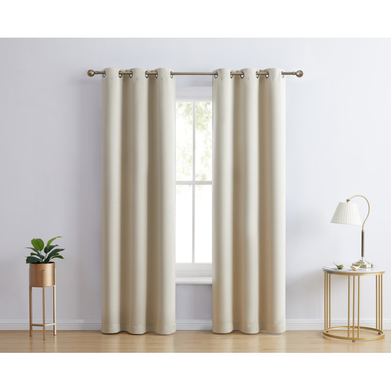 Solid Max 100% Blackout Thermal Grommet Curtain Panels, 42" W x 54" L, Parchment Beige