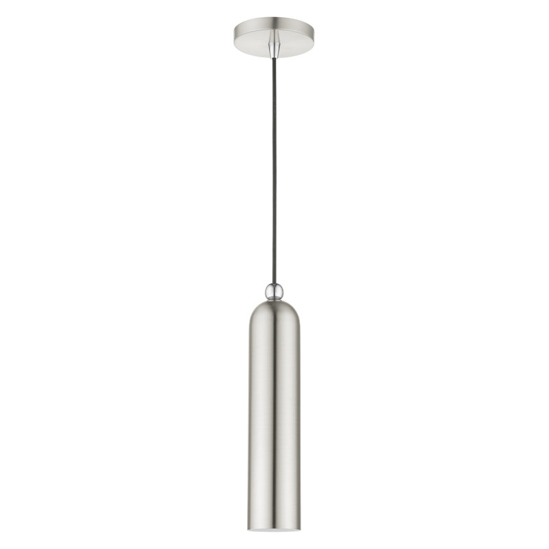 Luminaire suspendu cylindrique en métal 1 lumière à intensité variable Hanne, Nickel brossé