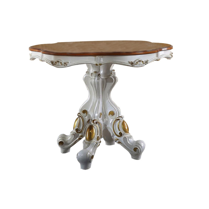 Table de salle à manger Lafontaine, Blanc / Brun, H 36,62 po x L 47,84 po x l 47,84 po