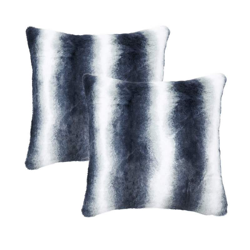 Beckie Animal Print Faux Fur Pillow Cover, Blue Mirage
