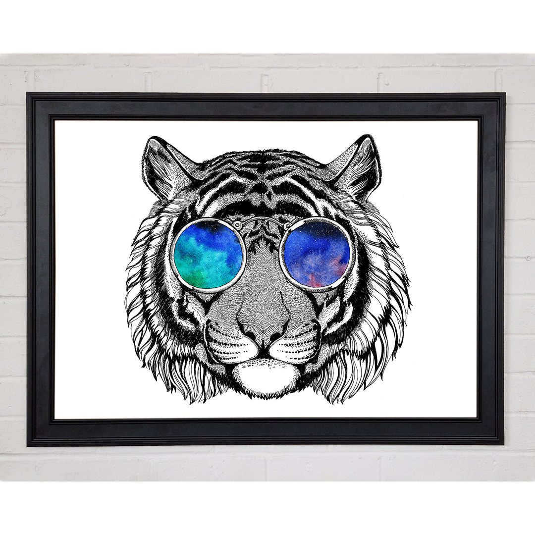 Leinwandbild Glasses On A Tiger Hipster