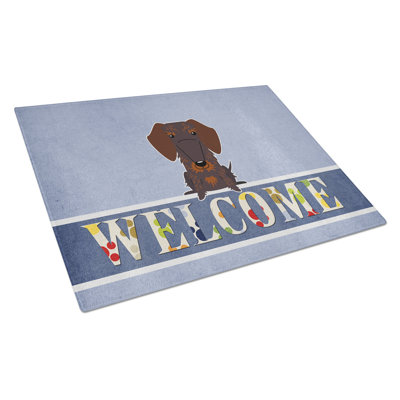 Planche à découper au fil de verre trésors en verre à poils caroline Welcome Dog