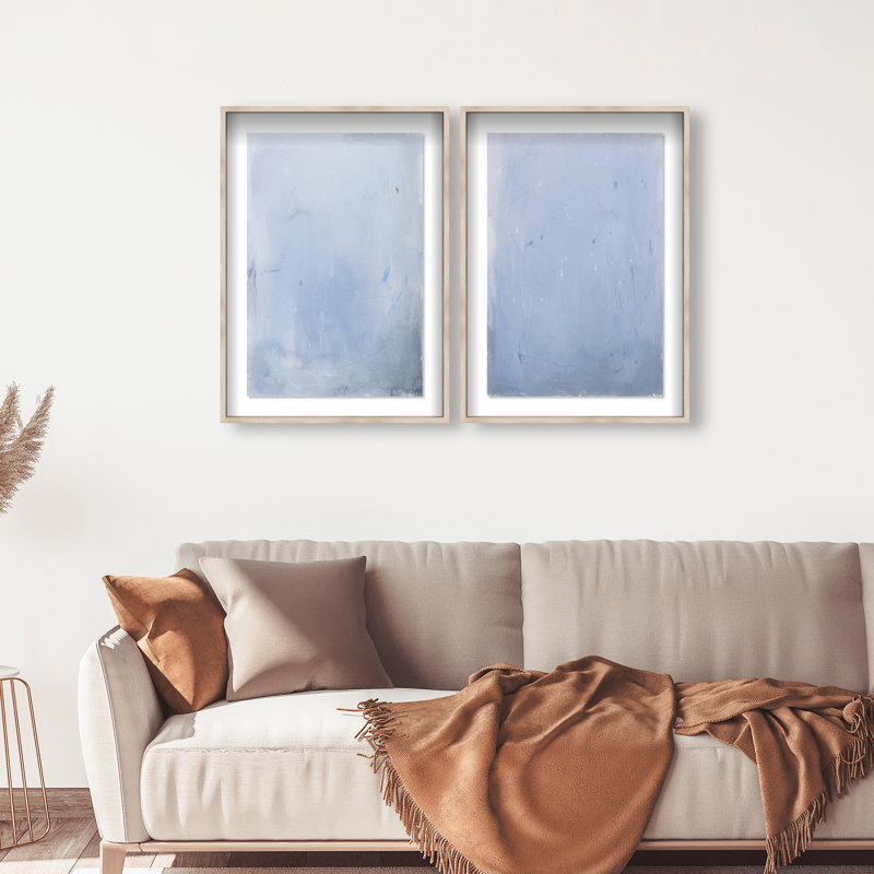 Calm Waters Shadowbox Abstract Print by Oliver Gal, Black Frame, 10 x 15, 31.5"H x 46.5"W, Natural Oak Shadowbox