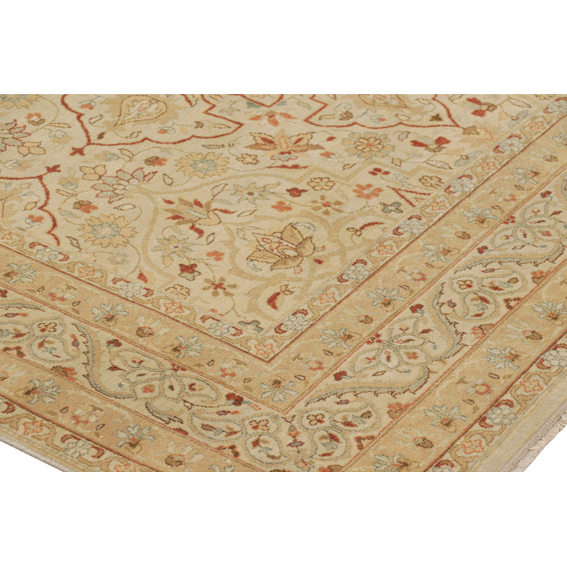 Rug & Kilim’S Tabriz Style Rug In Cream And Red With Floral Patterns