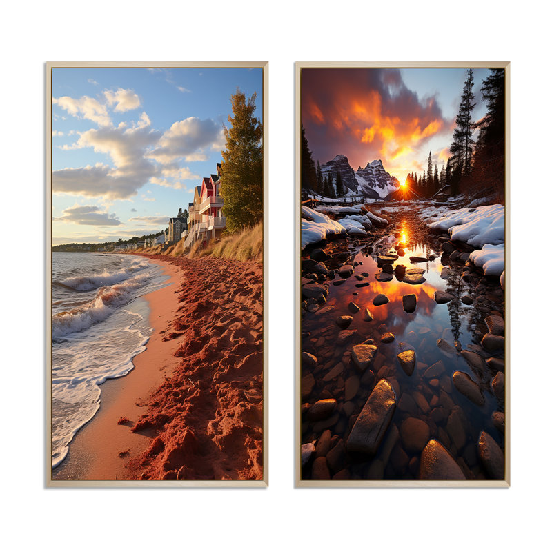 «Canada Prince Edward Island», 2 pièces sur toile, Encadrement brun, H 40 po x l 40 po
