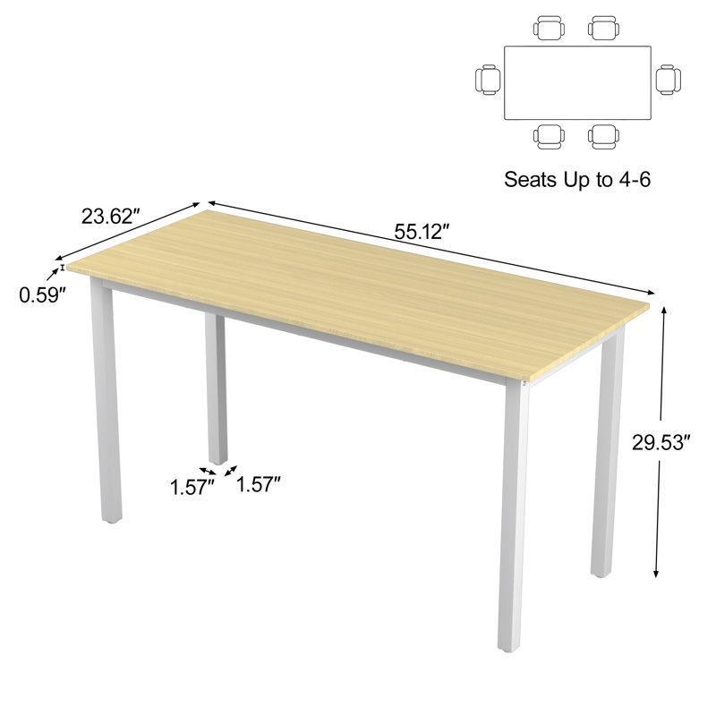 55" Conference Table, Modern Office Meeting Table With Metal Frame (Set Of 2), H 29,5 po x L 55 po x l 23,6 po