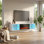 Meuble télé 71 po avec foyer flottant blanc Lima-BL