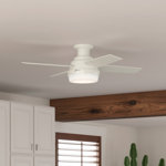 Dempsey Low Profile 44" 4 - Blade Indoor Flush Mount Small Room Ceiling Fan with Lights and Remote