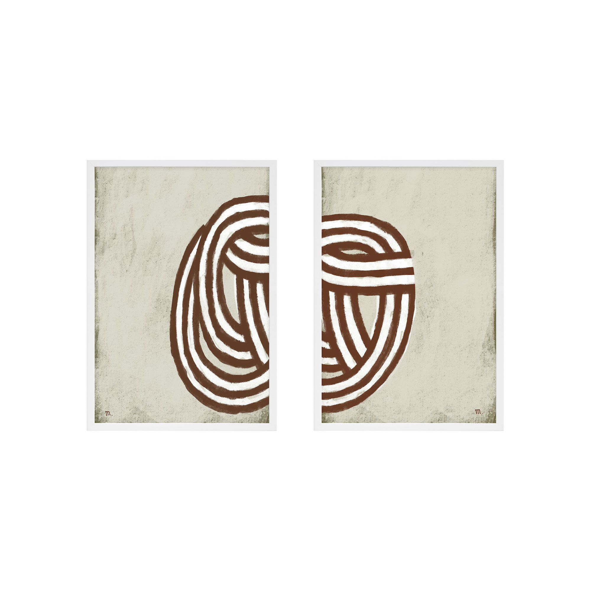 Knotting Set Of 2 By Studio M - Framed Wall Art, White Framed, 20" H x 28" W x 1.25" D