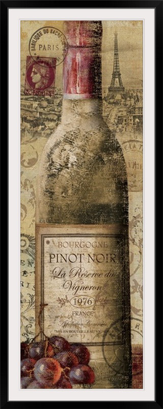 « ii » par veronique charron rétro European Wines, Cadre noir, H 44 po x l 20 po x P 1 po