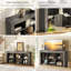 Console de 63 pouces avec rangement, canapé de style campagnard avec cubes ouverts, table d'entrée avec tablettes pour le salon, couloir, gris et noir