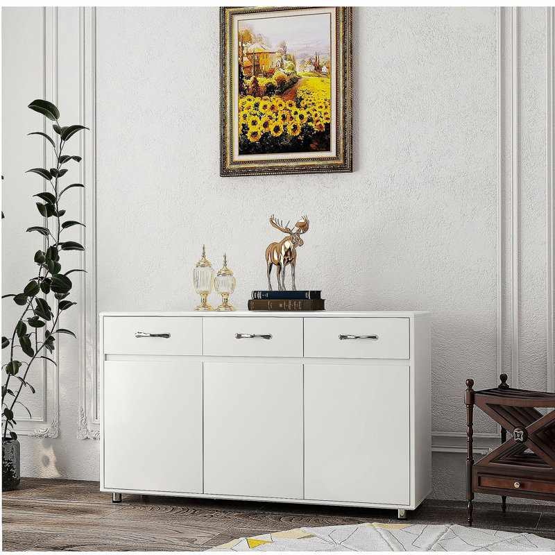 Three Doors Side Table-White