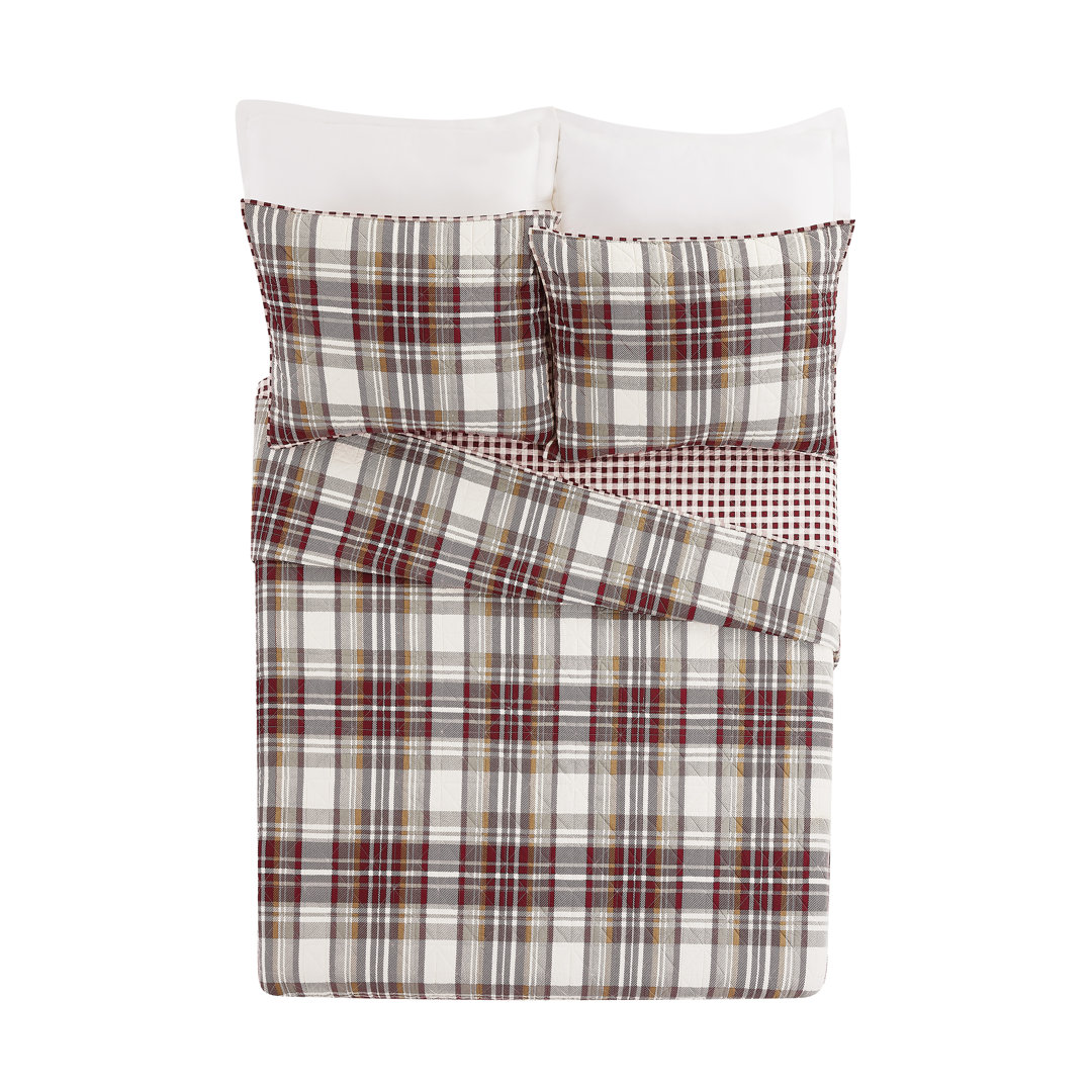 Laurel & Mayfair Red Standard Cotton Reversible 3 Piece Quilt Set Laurel and Mayfair