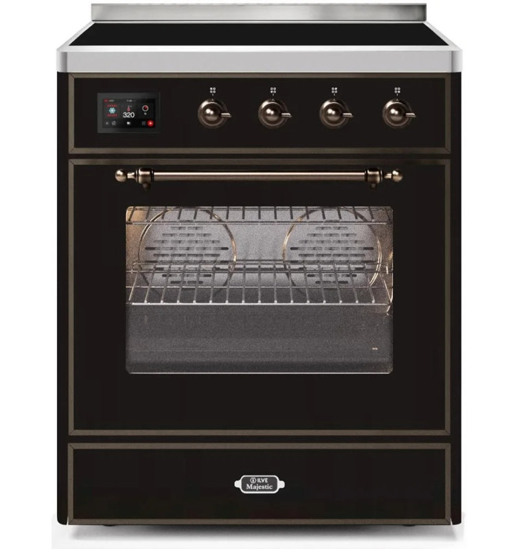 ILVE Majestic II Series 40 inch Induction Range with 6 Induction Elements (Glass Door), Glossy Black/Bronze