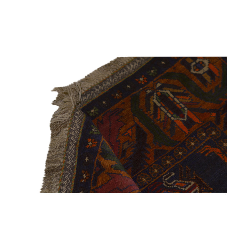 Hand-Knotted High-Quality Red and Blue Area Rug