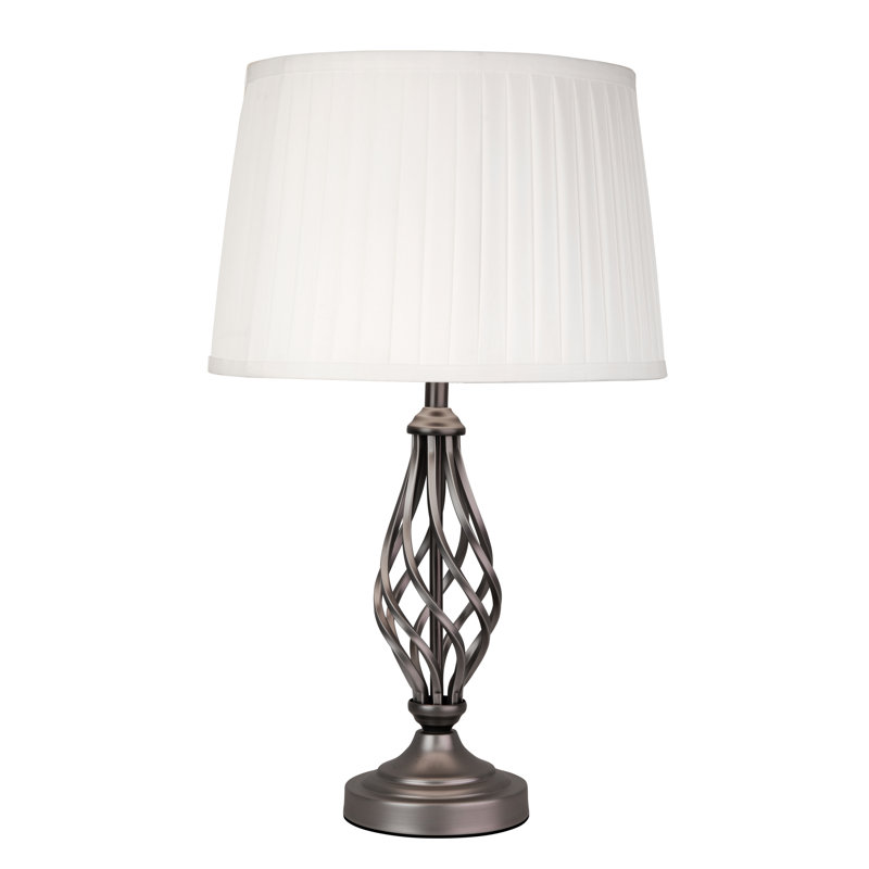 Zoey 49cm Twist Traditional Metal Table Lamp, Pewter Grey