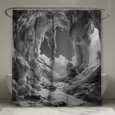 Rideaux de douche monochromes Rocky Landscape