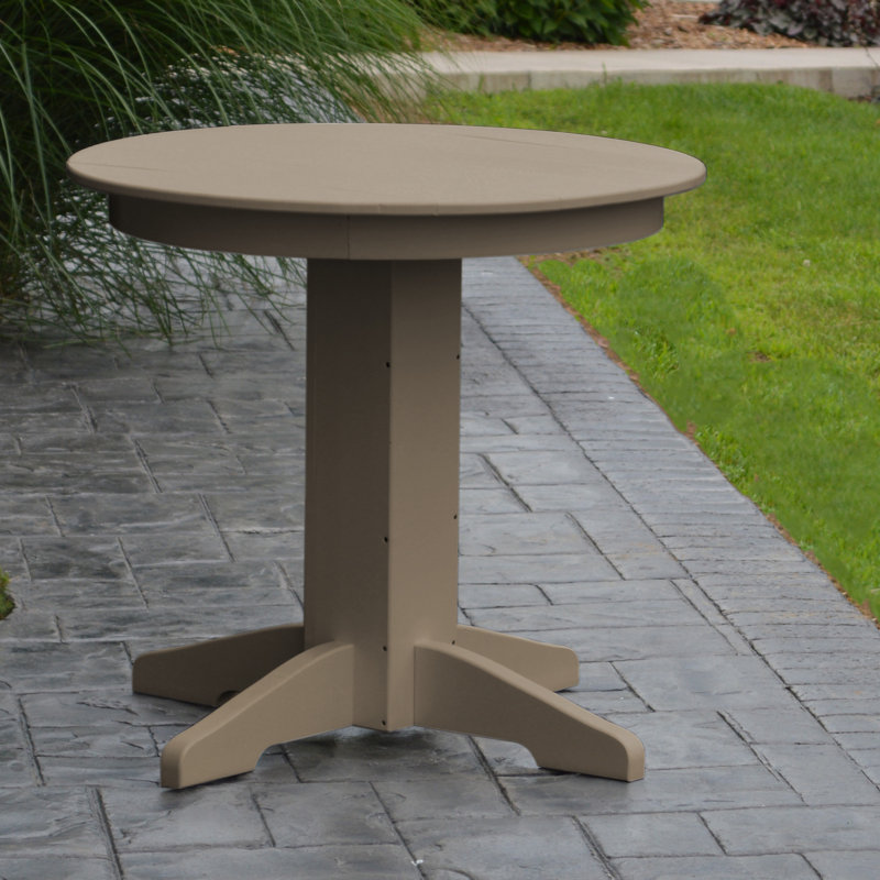 Bork Round Outdoor Dining Table With Umbrella Hole , 33'' in. W 33'' in. D, Weathered Wood
