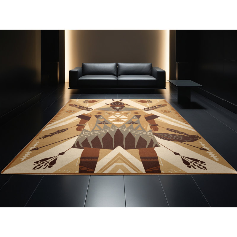 Tapis lavable à la machine Orrville Two Spirit Warrior, 7 x 9