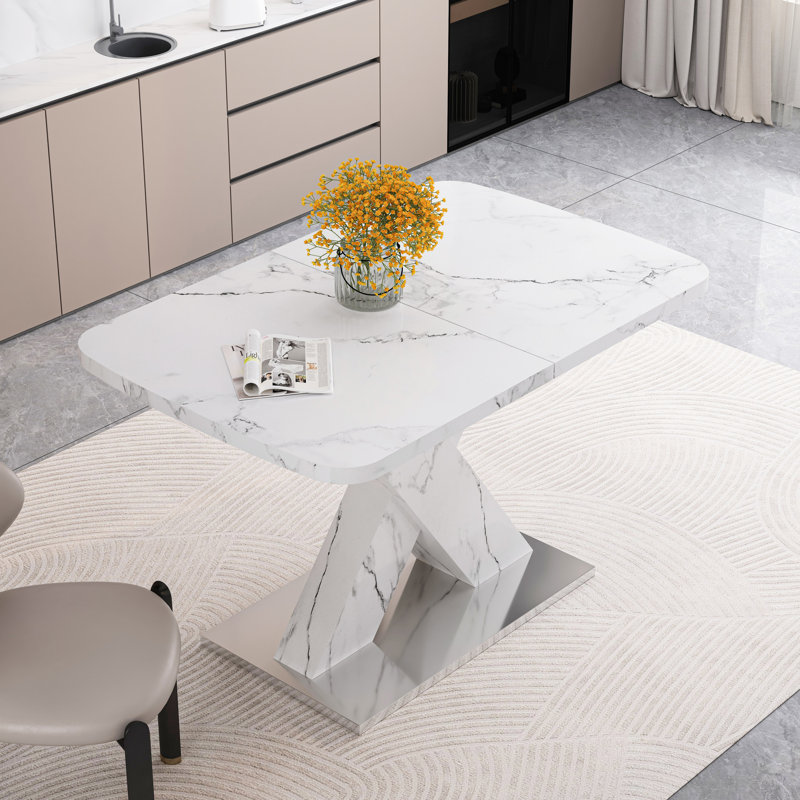 Table de salle à manger extensible Modern, Blanc